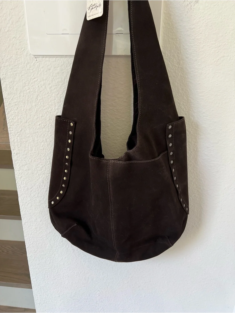 Free People Rori Suede Tote in Espresso Brown NWT
